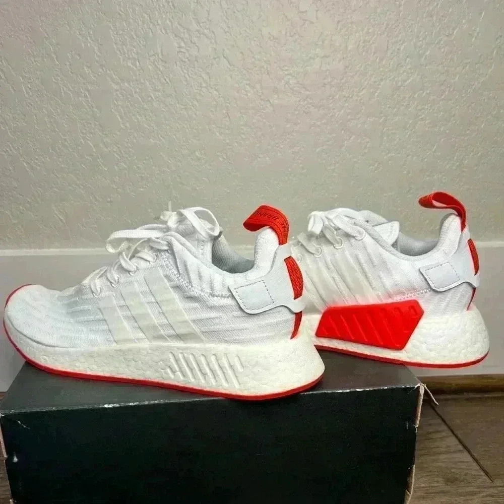 NWOB adidas NMD R2 White Core Red Two Toned- Size 8.5 Men  display picture 3
